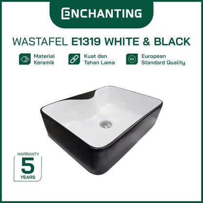 Wastafel Meja Cuci Tangan Keramik Europe Enchanting E1319 (Full Black or Black & White)