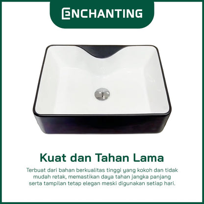 Wastafel Meja Cuci Tangan Keramik Europe Enchanting E1319 (Full Black or Black & White)