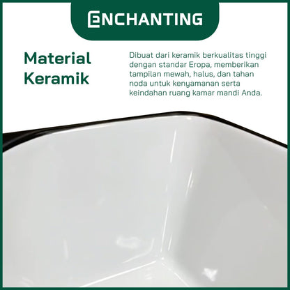 Wastafel Meja Cuci Tangan Keramik Europe Enchanting E1319 (Full Black or Black & White)