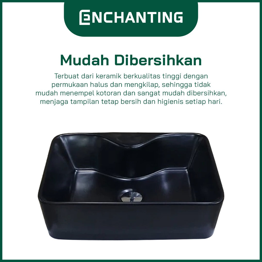 Wastafel Meja Cuci Tangan Keramik Europe Enchanting E1319 (Full Black or Black & White)