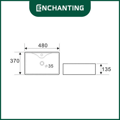 Wastafel Meja Cuci Tangan Keramik Europe Enchanting E1319 (Full Black or Black & White)