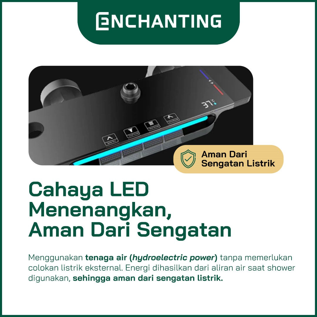 Shower Set LED Black Design Europe Enchanting E1777 HydroPower Series