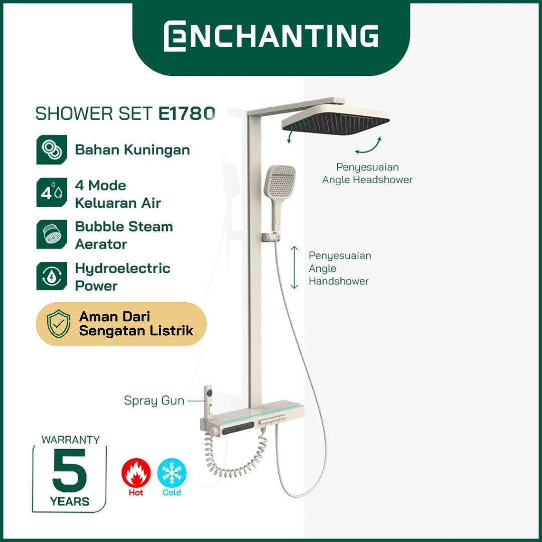 ENCHANTING Shower Set LED Piano Design Europe Enchanting E1779 & E1780 Hydropower Series