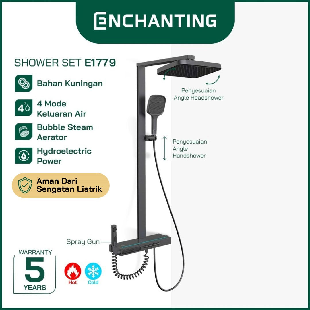 ENCHANTING Shower Set LED Piano Design Europe Enchanting E1779 & E1780 Hydropower Series