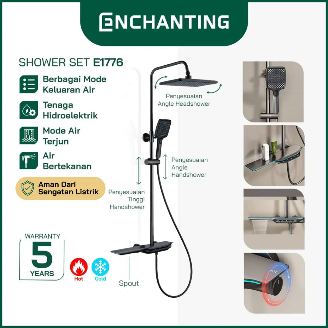Smart Shower Set LED Suhu Digital Piano Europe Enchanting E1776