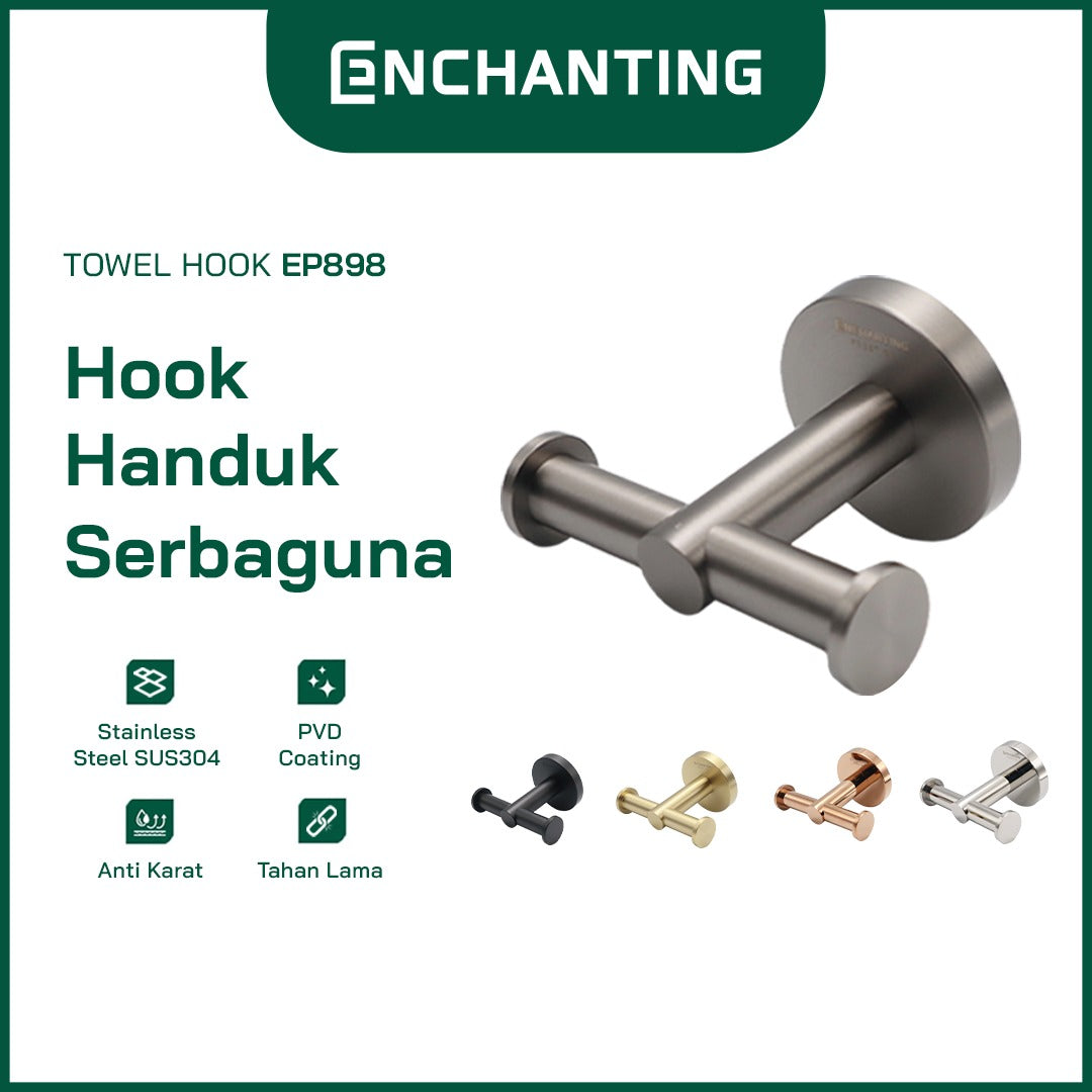 ENCHANTING Towel Hook Stainless Steel Gantungan Handuk Baju Hanger Kamar Mandi EP898