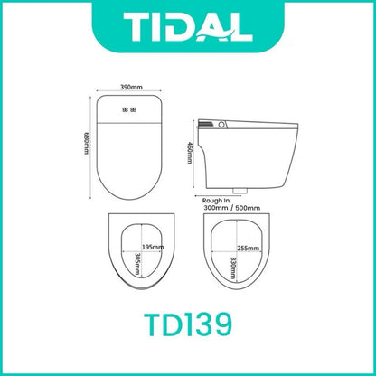Smart Toilet Kloset Duduk Automatic Rough-in 30 cm / 50 cm Tidal TD139