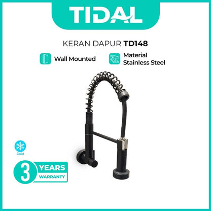 TIDAL Kitchen Faucet / Keran Air Dapur Fleksibel Kran Tembok Dingin Stainless Steel TD148