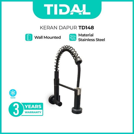 TIDAL Kitchen Faucet / Keran Air Dapur Fleksibel Kran Tembok Dingin Stainless Steel TD148