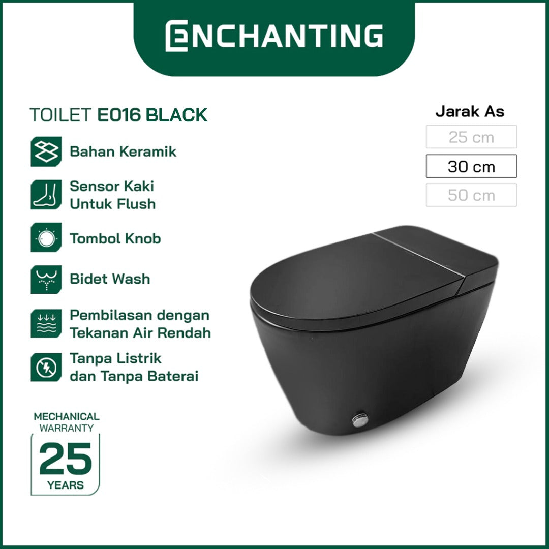 ENCHANTING Toilet/Kloset Duduk Soft Close Black/White E016
