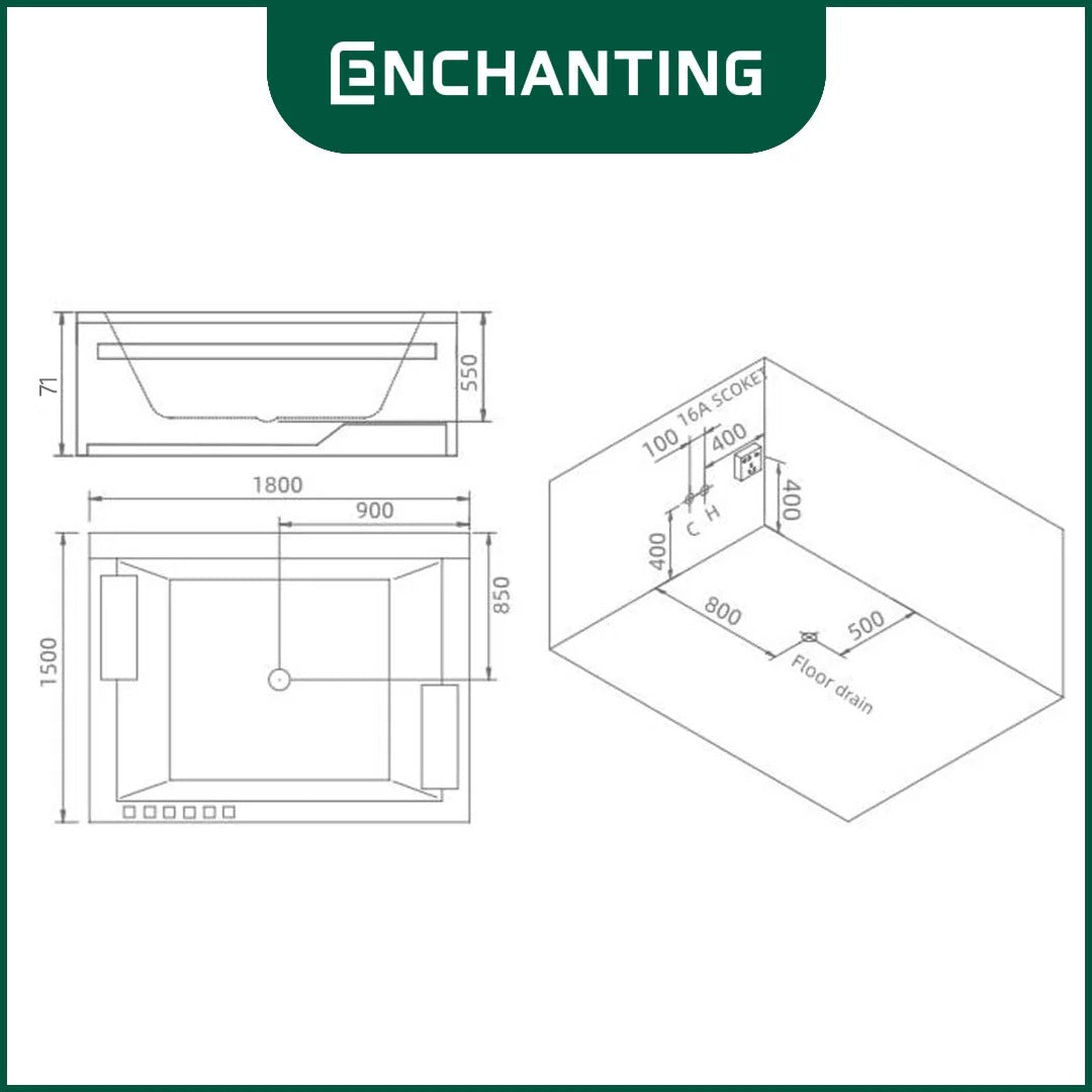 ENCHANTING Luxury Bathtub Kamar Mandi Europe Enchanting E8613N