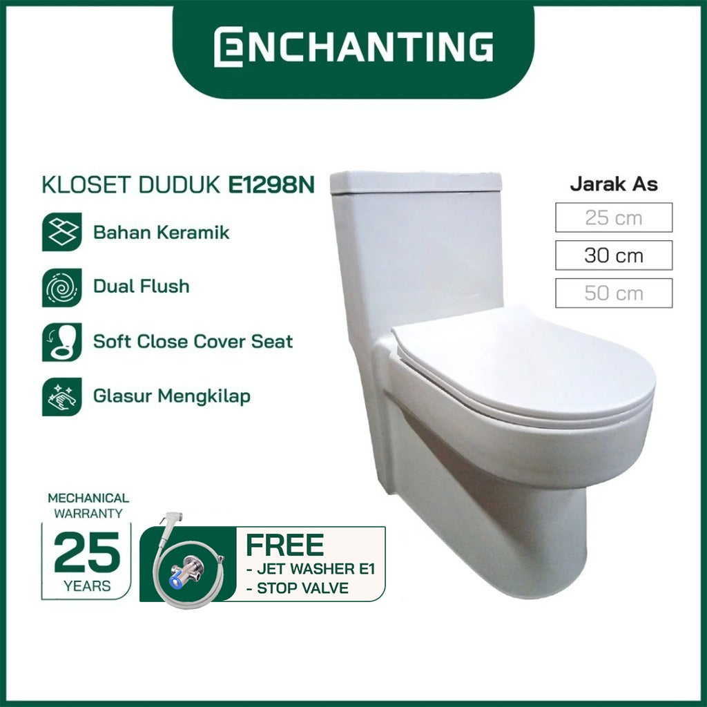 ENCHANTING Toilet/Kloset Kloset Duduk With UF Soft Cover Europe Enchanting E1298N Bergaransi