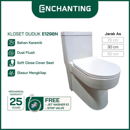 ENCHANTING Toilet/Kloset Kloset Duduk With UF Soft Cover Europe Enchanting E1298N Bergaransi