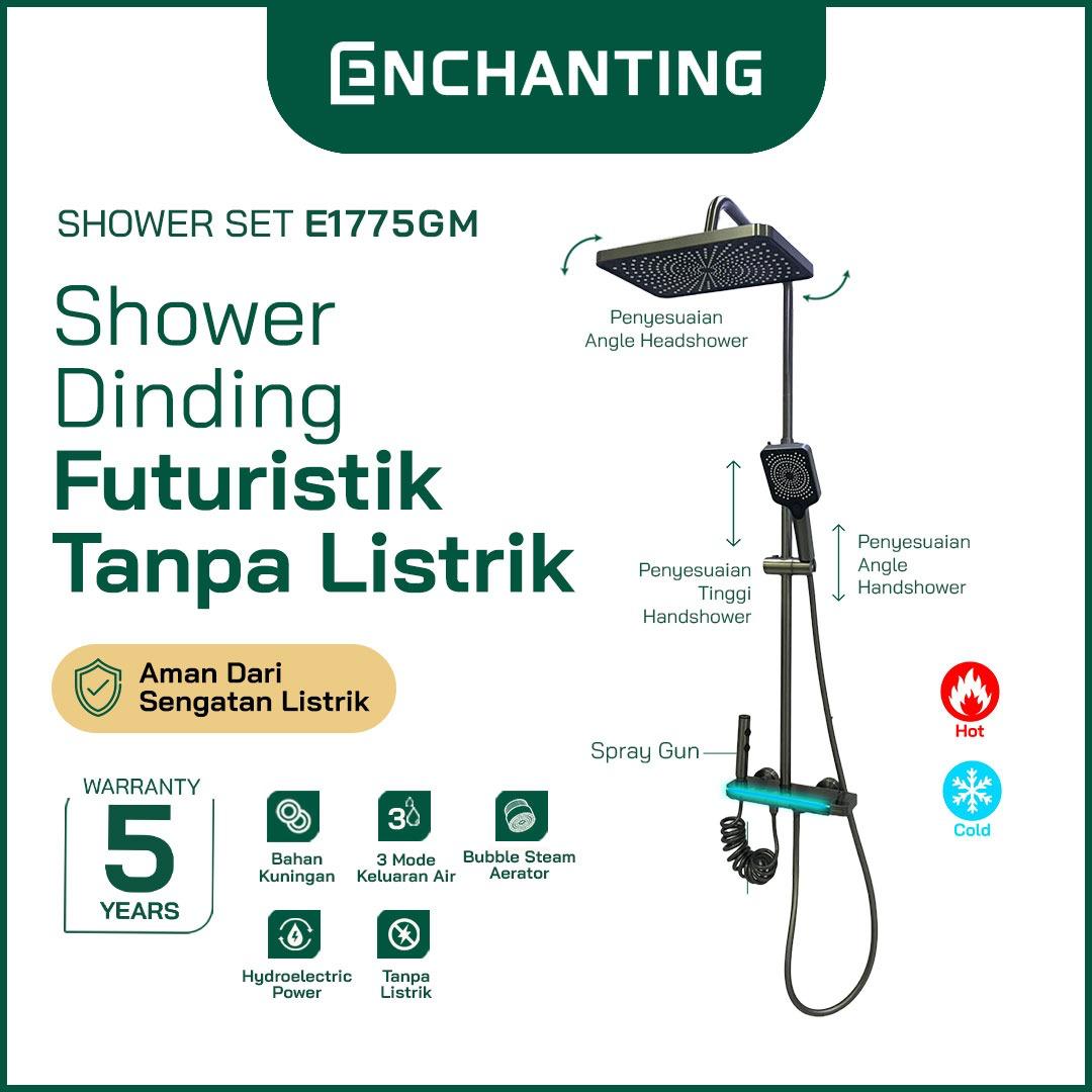 Shower Tiang Set E1775 LED Black Gun Metal Design Enchanting HydroPower Series