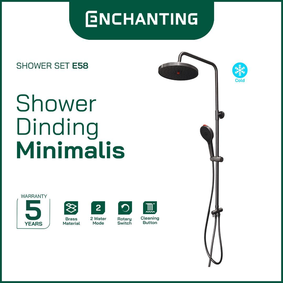 Shower Set Mandi Europe Enchanting E58 Chrome/Gun Metal Kuningan