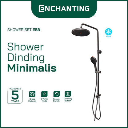 Shower Set Mandi Europe Enchanting E58 Chrome/Gun Metal Kuningan