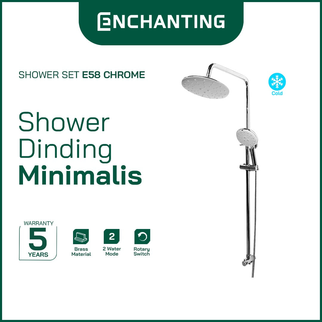 Shower Set Mandi Europe Enchanting E58 Chrome/Gun Metal Kuningan