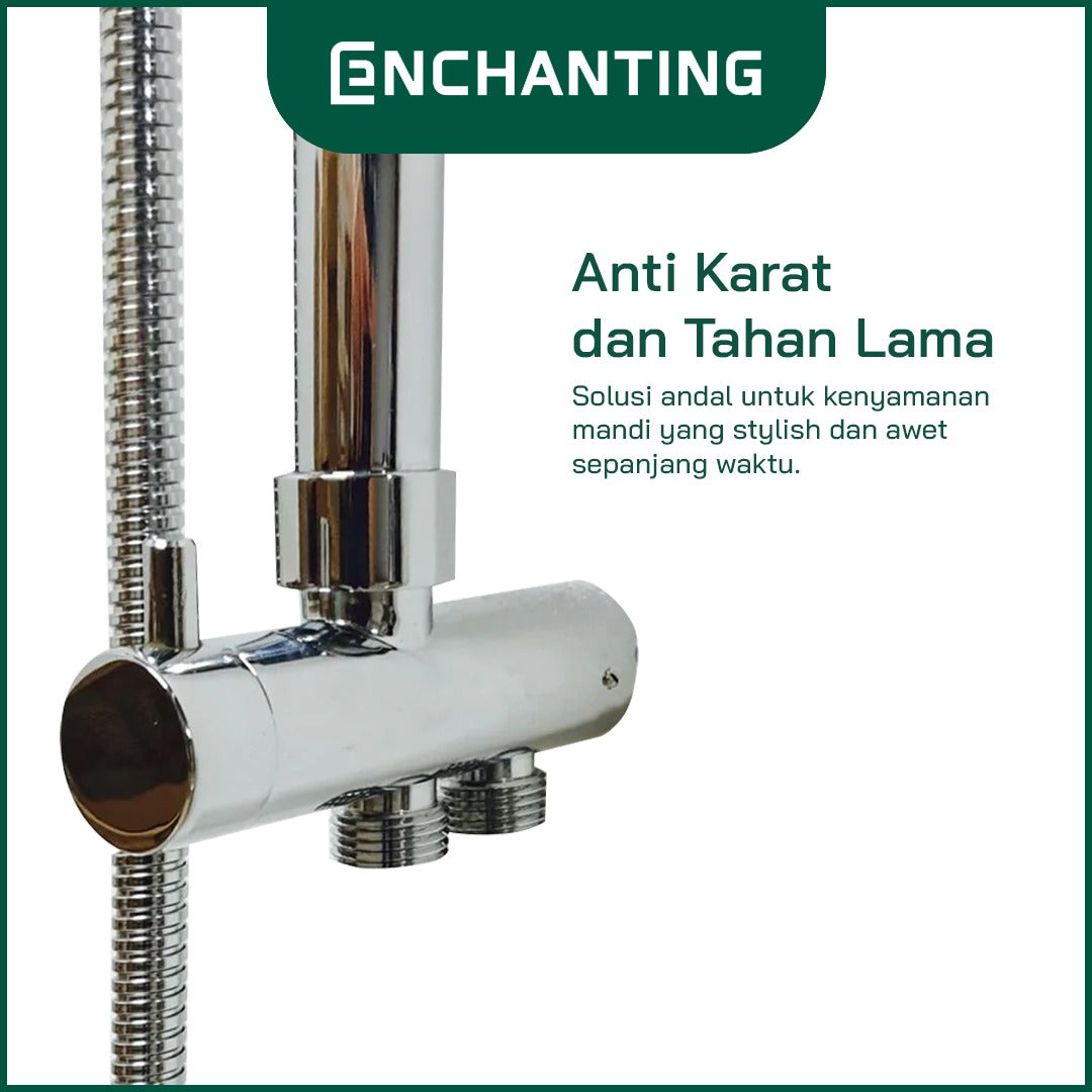 Shower Set Mandi Europe Enchanting E58 Chrome/Gun Metal Kuningan