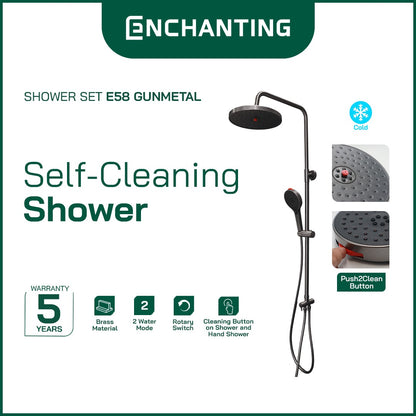 Shower Set Mandi Europe Enchanting E58 Chrome/Gun Metal Kuningan