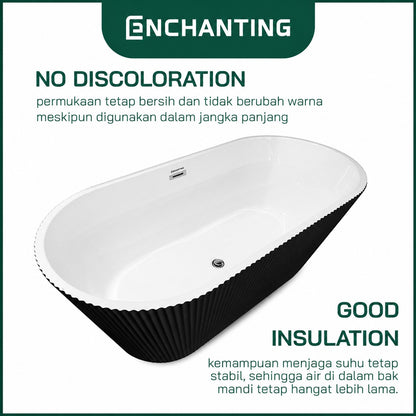 ENCHANTING Bathtub Free Standing Kamar Mandi BathTub Acrylic White/Black White E8624