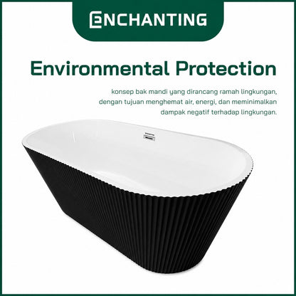 ENCHANTING Bathtub Free Standing Kamar Mandi BathTub Acrylic White/Black White E8624