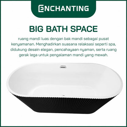 ENCHANTING Bathtub Free Standing Kamar Mandi BathTub Acrylic White/Black White E8624