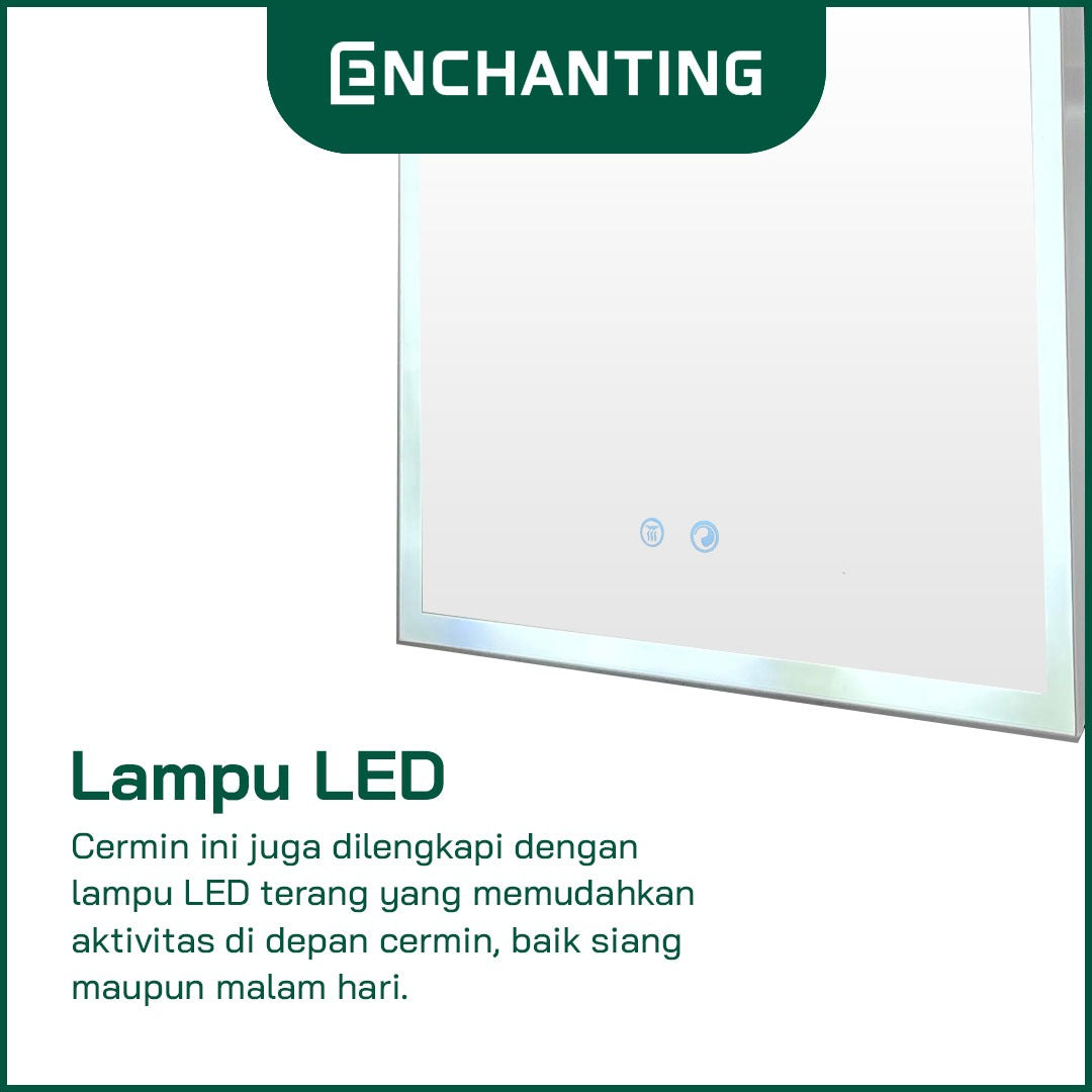 ENCHANTING Bathroom Cabinet/Kabinet Kamar Mandi Gantung PVC Material Waterproof Tahan Rayap Lampu LED Cream Cokelat Hitam BM109 BM110 BM111