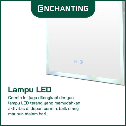 ENCHANTING Bathroom Cabinet/Kabinet Kamar Mandi Gantung PVC Material Waterproof Tahan Rayap Lampu LED Cream Cokelat Hitam BM109 BM110 BM111