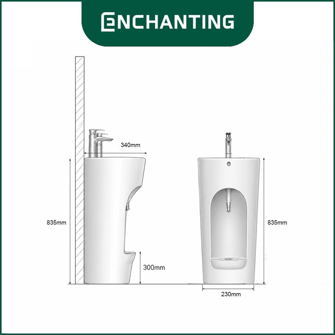 ENCHANTING Wastafel & Pencuci Kaki Standing Wudhu Basin Complete dengan Keran Washtafel Cuci tangan material Ceramic White E1377 / E1379 Bergaransi