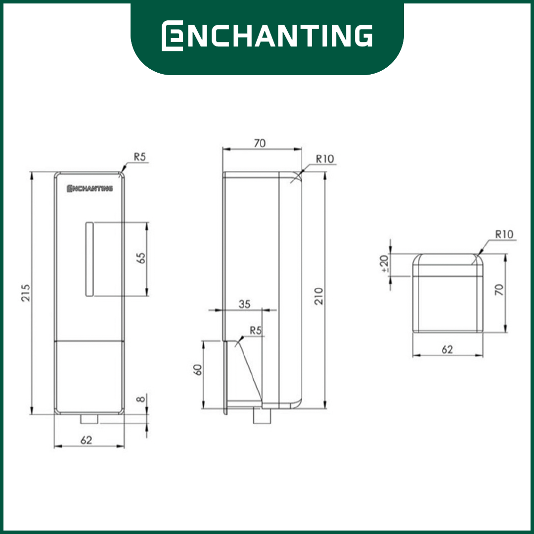 ENCHANTING Tempat Sabun Cair E1603 Liquid Soap Dispenser 250 Ml ABS White Grey