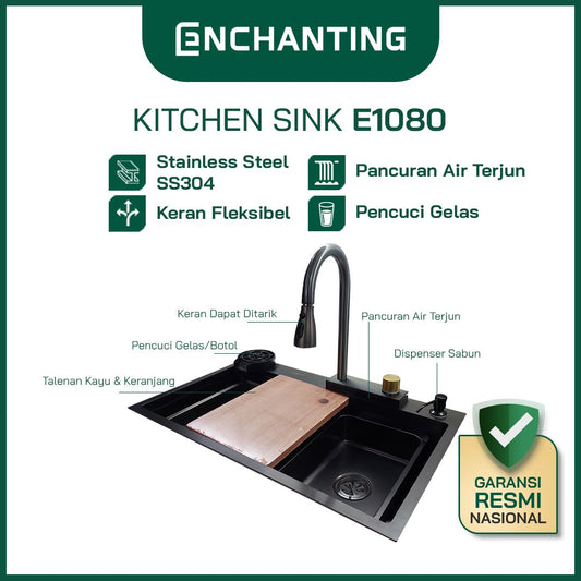 Kitchen Sink Bak Cuci Piring Dapur Stainless Europe Enchanting E1080
