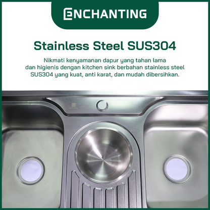 SET Kitchen Sink Bak Cuci Piring Europe Enchanting E1066SET Stainless