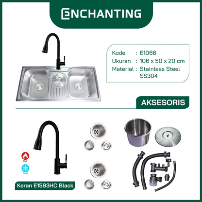 SET Kitchen Sink Bak Cuci Piring Europe Enchanting E1066SET Stainless