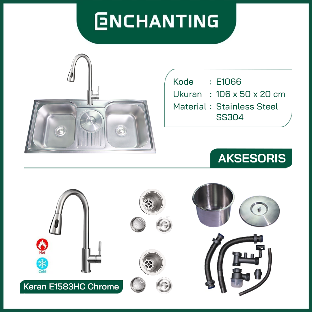 SET Kitchen Sink Bak Cuci Piring Europe Enchanting E1066SET Stainless