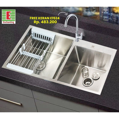 SET Kitchen Sink / Bak Cuci Piring Stainless Steel Europe Enchanting E1073