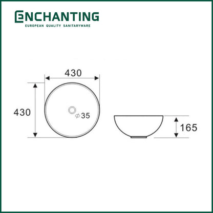 SET Wastafel Cuci Tangan Keramik Europe Enchanting E1317 Model Bulat