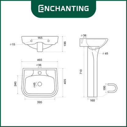 Wastafel Cuci Tangan Keramik Europe Enchanti E1340SET
