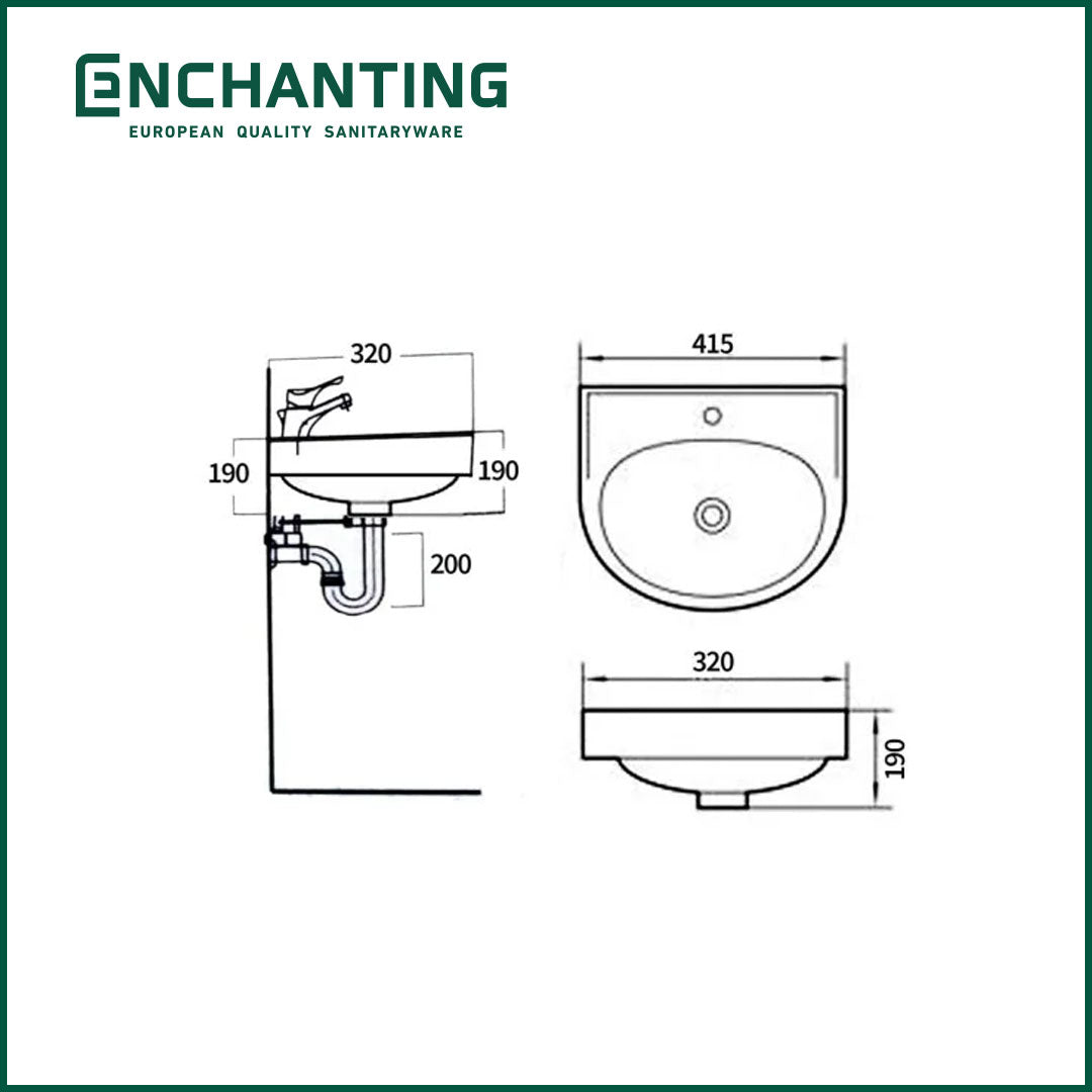 Wastafel Keramik Cuci Tangan Europe Enchanting E1345