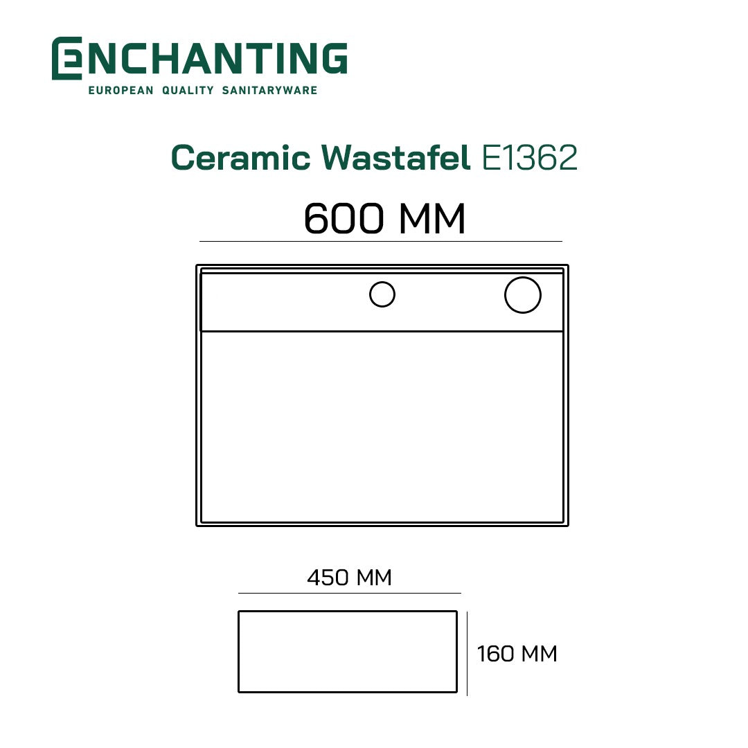 Wastafel Keramik Minimalis Europe Enchanting E1362 with Hidden Afur