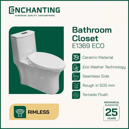 ENCHANTING Toilet / Kloset Duduk Siphonic Soft Close As 50cm E1369Eco