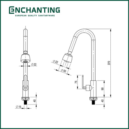 Kran Wastafel / Kitchen Angsa Tanam Europe Enchanting Chrome Cold E1531