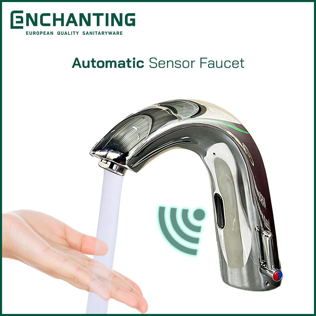 Kran Wastafel Sensor Otomatis Enchanting E180 Hot & Cold Chrome