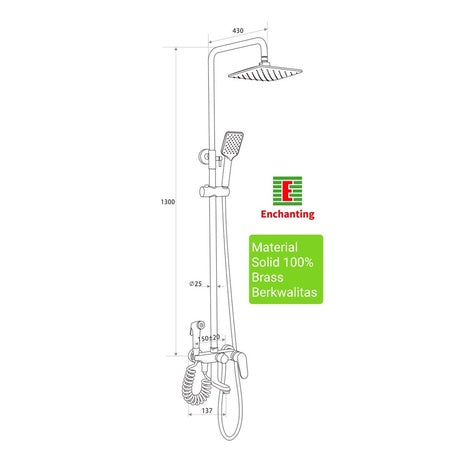 Kran Shower Air Panas Dingin Europe Enchanting E1540 Solid Brass