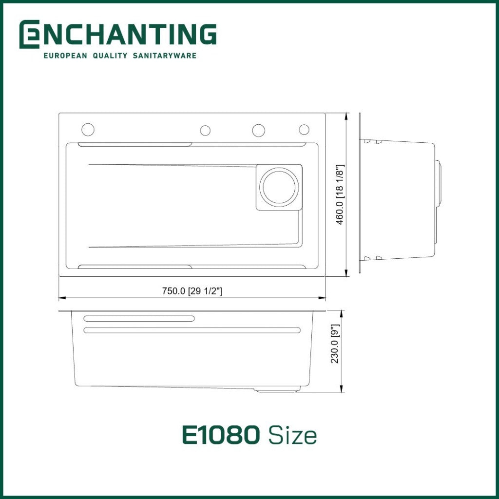 Kitchen Sink Bak Cuci Piring Dapur Stainless Europe Enchanting E1080