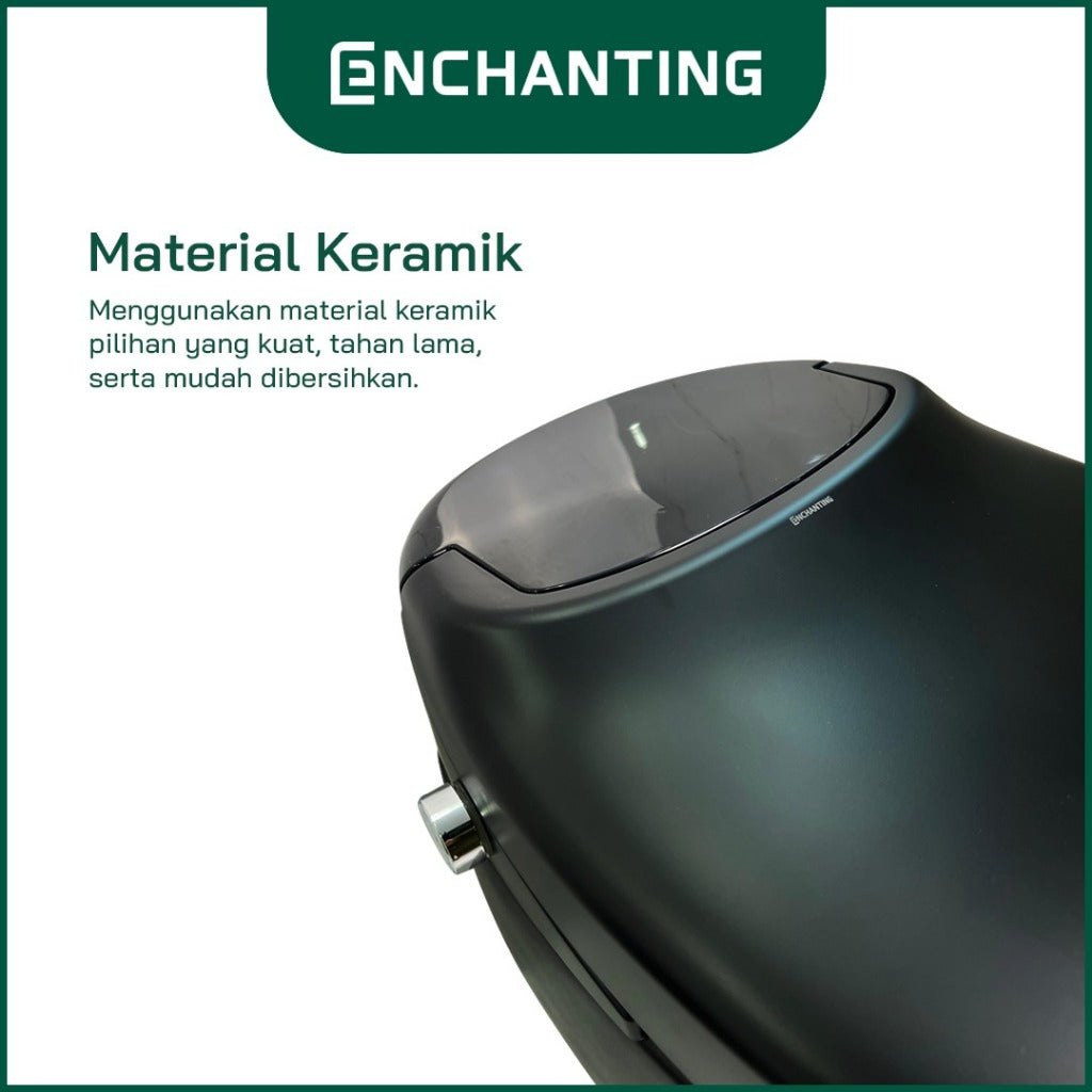 ENCHANTING Smart Toilet Black White Sensor Kaki Untuk Buka Tutup Cover Kloset Duduk Otomatis Material Keramik Jarak As 40cm Europe Enchanting E009 Black White