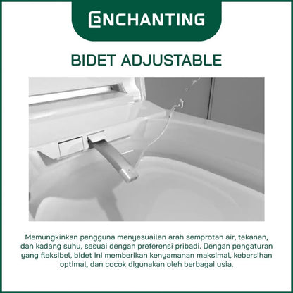ENCHANTING Smart Toilet Black White Sensor Kaki Untuk Buka Tutup Cover Kloset Duduk Otomatis Material Keramik Jarak As 40cm Europe Enchanting E009 Black White