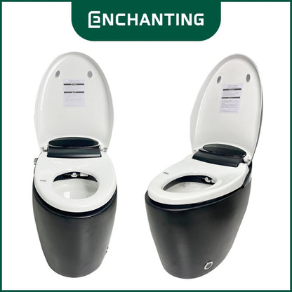 ENCHANTING Smart Toilet Black White Sensor Kaki Untuk Buka Tutup Cover Kloset Duduk Otomatis Material Keramik Jarak As 40cm Europe Enchanting E009 Black White