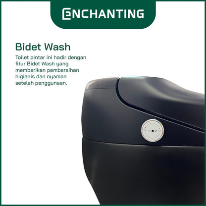 ENCHANTING Smart Toilet Black White Sensor Kaki Untuk Buka Tutup Cover Kloset Duduk Otomatis Material Keramik Jarak As 40cm Europe Enchanting E009 Black White