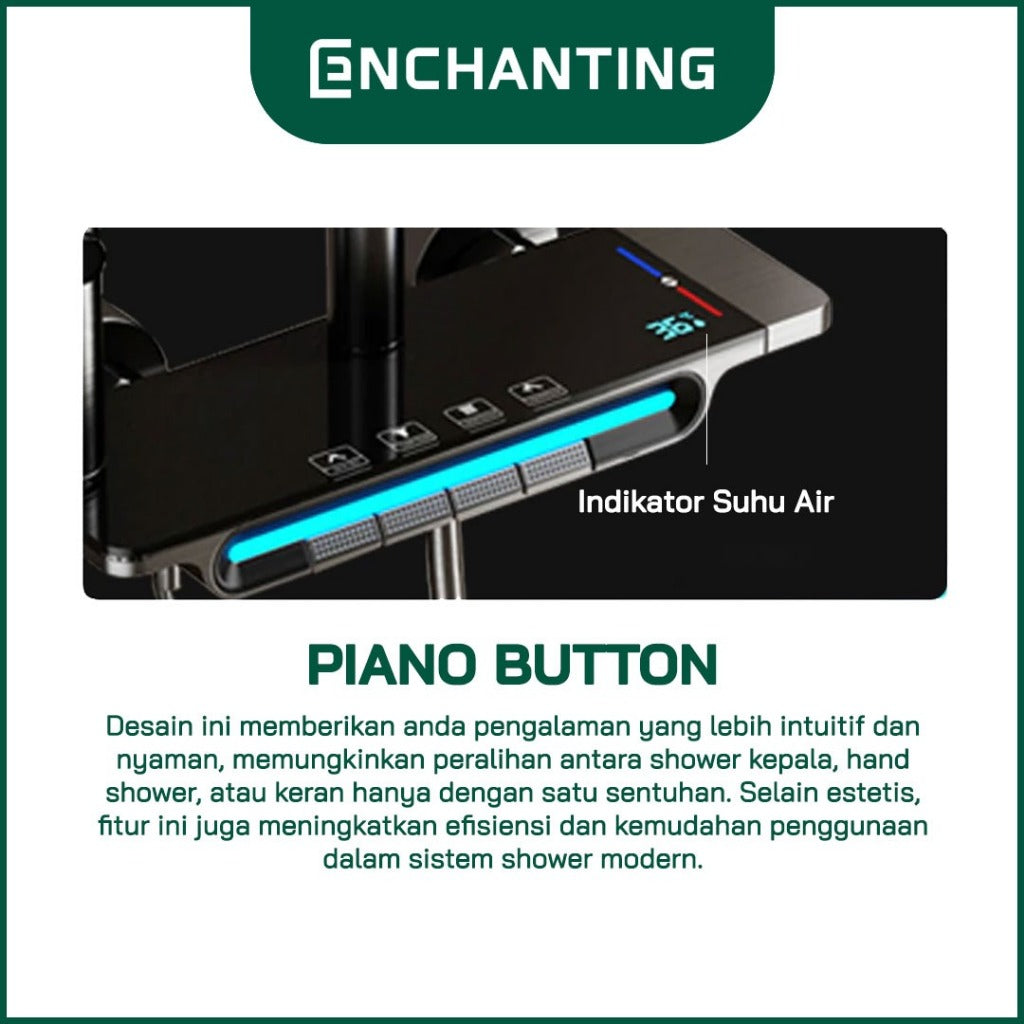 Shower Tiang Set E1775 LED Black Design Enchanting HydroPower Series