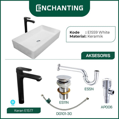 SET Wastafel Cuci Tangan Europe Enchanting E1559 Full Keramik